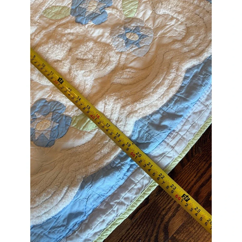 Twin Sized quilt, appliqué, and chenille with matching sham